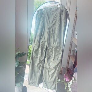 Green cargo parachute pants